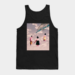 Swimming Above the Clouds with Dolphins Tank Top